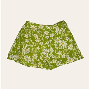 70s green floral skort (skirt/shorts)